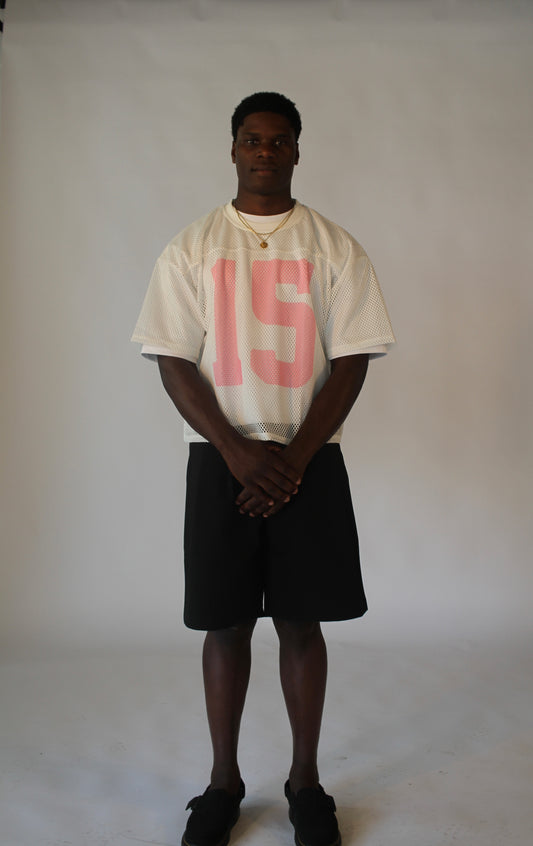 White & Pink mesh jersey